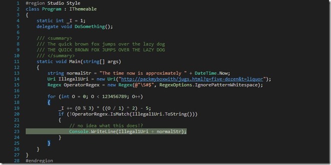 Visual Studio 2011 beta dark color scheme