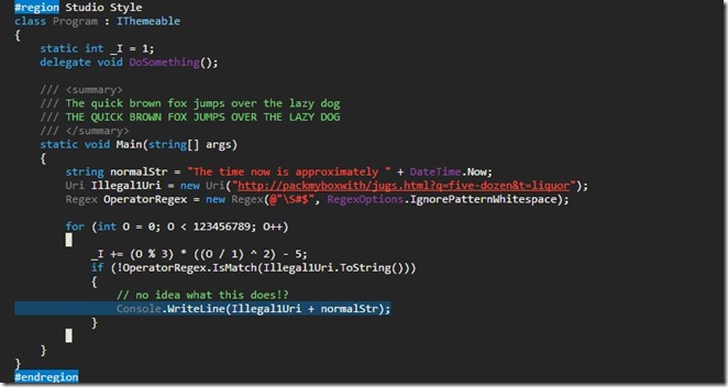 Visual Studio 2012 dark color scheme