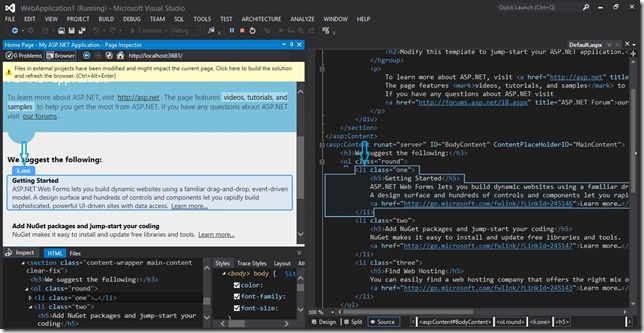 Visual Studio 2012-Page Inspector