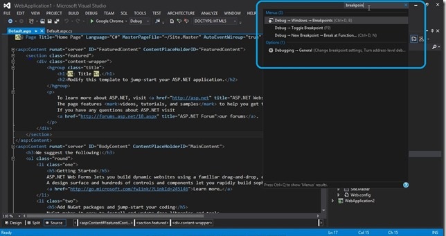 Visual Studio 2012-QuickLaunch2